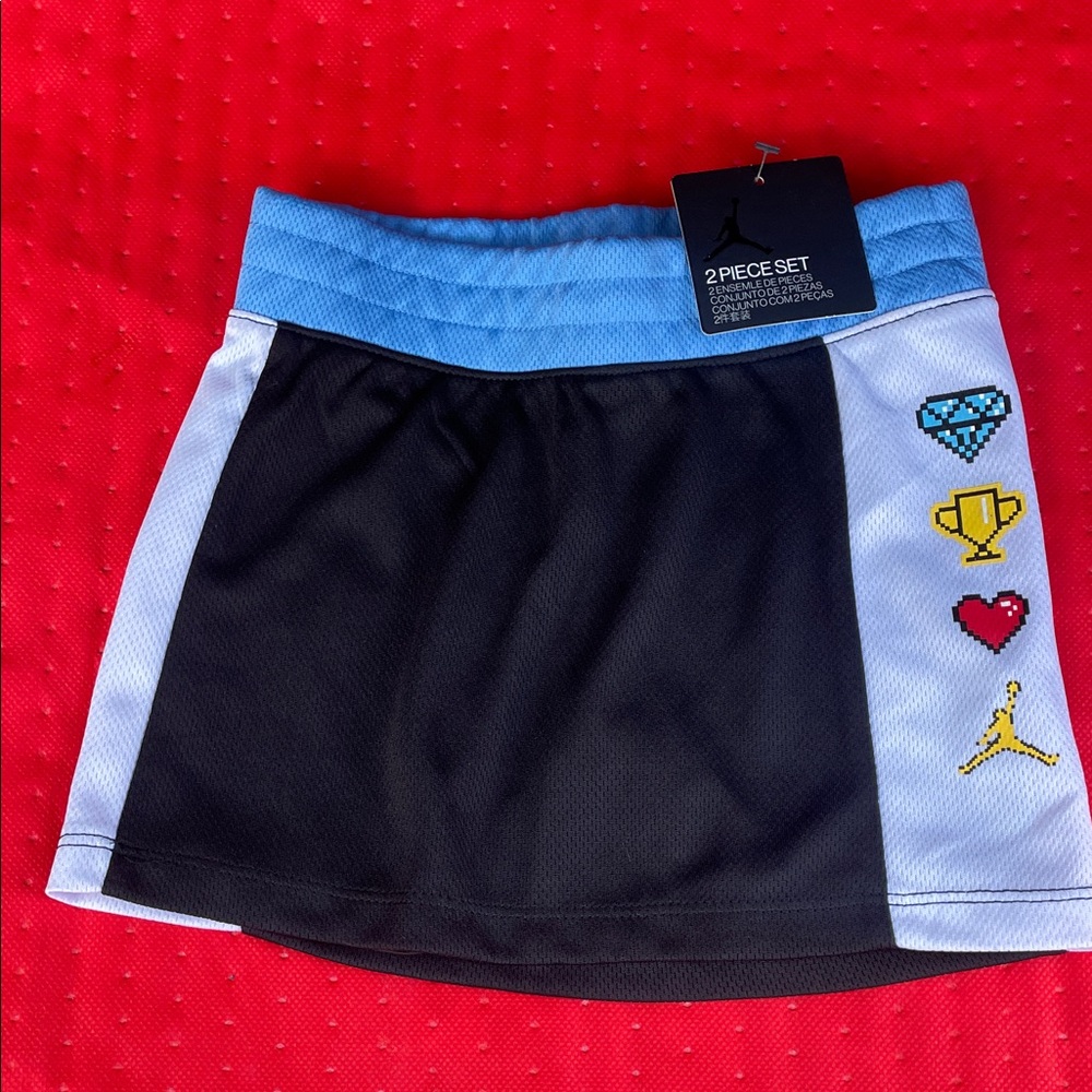 Kids Black and Blue Skirt with Fun Patches